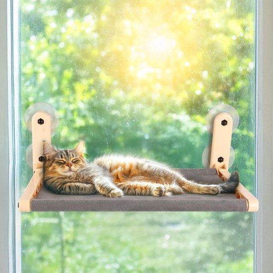 ALL FOR PAWS Katzenhängematte am Fenster für Hauskatzen – Kabellos Design, Extra große Saugnäpfe, Fenster-anliegend zusammenklappbar, Grau ALL FOR PAWS Katzenhängematte am Fenster für Hauskatzen – Kabellos Design, Extra große Saugnäpfe, Fenster-anliegend zusammenklappbar, Grau