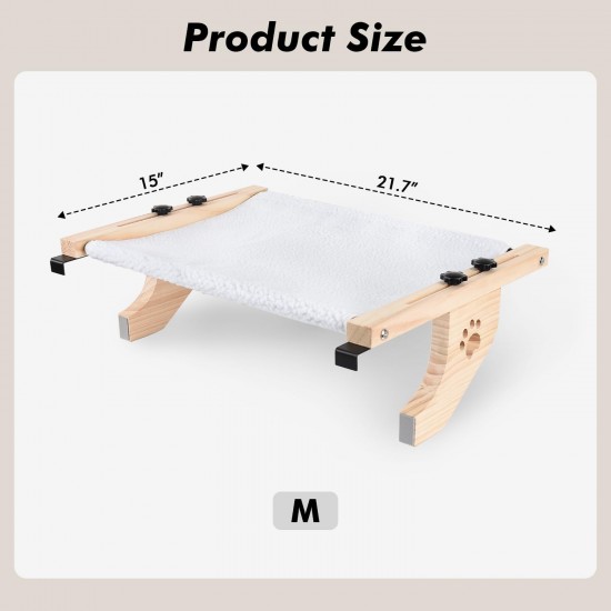 AMOSIJOY Cat Window Lounger, Sturdy Cat Hammock with Wooden and Metal Frame for Large Cats, Easily Adjustable Cat Bed for Windowsill, Bed Side, Drawer and Cabinet AMOSIJOY Cat Window Lounger, Sturdy Cat Hammock with Wooden and Metal Frame for Large Cats, Easily Adjustable Cat Bed for Windowsill, Bed Side, Drawer and Cabinet