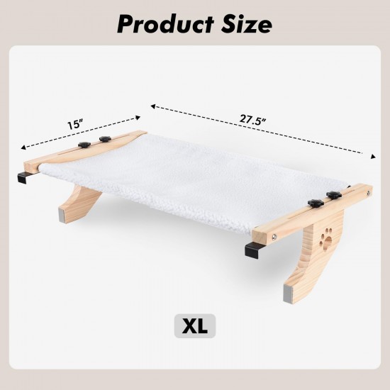AMOSIJOY Cat Window Lounger, Sturdy Cat Hammock with Wooden and Metal Frame for Large Cats, Easily Adjustable Cat Bed for Windowsill, Bed Side, Drawer and Cabinet AMOSIJOY Cat Window Lounger, Sturdy Cat Hammock with Wooden and Metal Frame for Large Cats, Easily Adjustable Cat Bed for Windowsill, Bed Side, Drawer and Cabinet