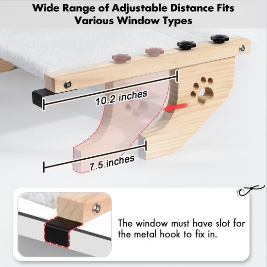 AMOSIJOY Cat Window Lounger, Sturdy Cat Hammock with Wooden and Metal Frame for Large Cats, Easily Adjustable Cat Bed for Windowsill, Bed Side, Drawer and Cabinet AMOSIJOY Cat Window Lounger, Sturdy Cat Hammock with Wooden and Metal Frame for Large Cats, Easily Adjustable Cat Bed for Windowsill, Bed Side, Drawer and Cabinet