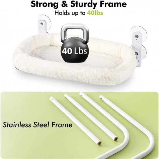 AMOSIJOY Wireless Cat Window Pole, Cat Hammock with 4 Suction Cups, Solid Metal Frame and Reversible Cover, Foldable Cat Beds for Indoor Cats AMOSIJOY Wireless Cat Window Pole, Cat Hammock with 4 Suction Cups, Solid Metal Frame and Reversible Cover, Foldable Cat Beds for Indoor Cats