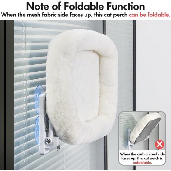 AMOSIJOY Wireless Cat Window Pole, Cat Hammock with 4 Suction Cups, Solid Metal Frame and Reversible Cover, Foldable Cat Beds for Indoor Cats AMOSIJOY Wireless Cat Window Pole, Cat Hammock with 4 Suction Cups, Solid Metal Frame and Reversible Cover, Foldable Cat Beds for Indoor Cats