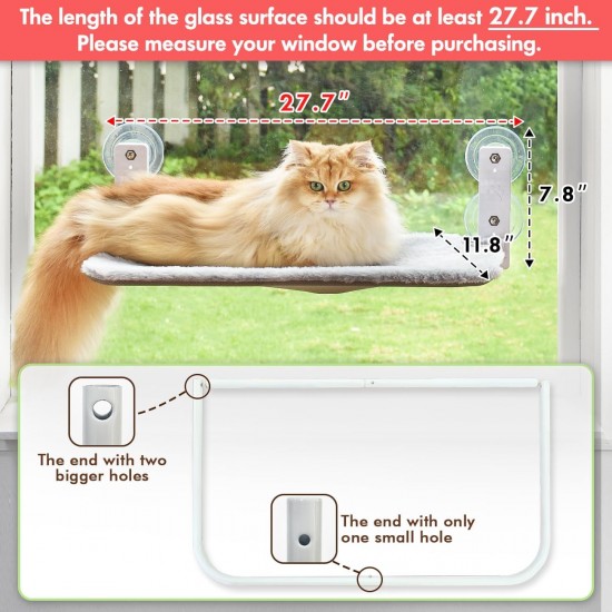 AMOSIJOY Wireless Cat Window Pole, Cat Hammock with 4 Suction Cups, Solid Metal Frame and Reversible Cover, Foldable Cat Beds for Indoor Cats AMOSIJOY Wireless Cat Window Pole, Cat Hammock with 4 Suction Cups, Solid Metal Frame and Reversible Cover, Foldable Cat Beds for Indoor Cats