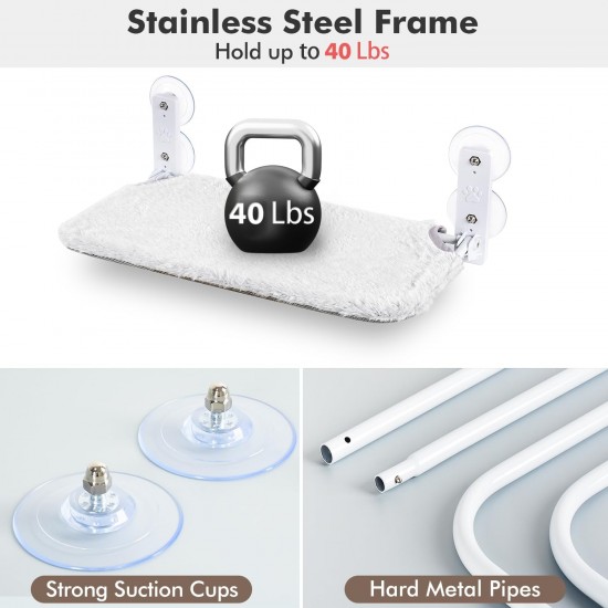 AMOSIJOY Wireless Cat Window Pole, Cat Hammock with 4 Suction Cups, Solid Metal Frame and Reversible Cover, Foldable Cat Beds for Indoor Cats AMOSIJOY Wireless Cat Window Pole, Cat Hammock with 4 Suction Cups, Solid Metal Frame and Reversible Cover, Foldable Cat Beds for Indoor Cats