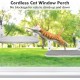 AMOSIJOY Wireless Cat Window Pole, Cat Hammock with 4 Suction Cups, Solid Metal Frame and Reversible Cover, Foldable Cat Beds for Indoor Cats