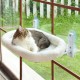 AMOSIJOY Wireless Cat Window Pole, Cat Hammock with 4 Suction Cups, Solid Metal Frame and Reversible Cover, Foldable Cat Beds for Indoor Cats