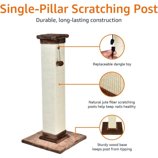 Amazon Basics Medium Cat Scratching Post, 40.01 x 40.01 x 80.01 cm, Grey Amazon Basics Medium Cat Scratching Post, 40.01 x 40.01 x 80.01 cm, Grey