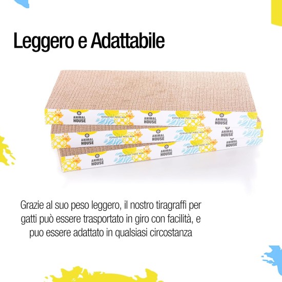 Animal House 3 Piece Cardboard Cat Scratching Post Set for Entertaining Your Cat Friends, 2 Reversible Layers (Onda, 3) Animal House 3 Piece Cardboard Cat Scratching Post Set for Entertaining Your Cat Friends, 2 Reversible Layers (Onda, 3)
