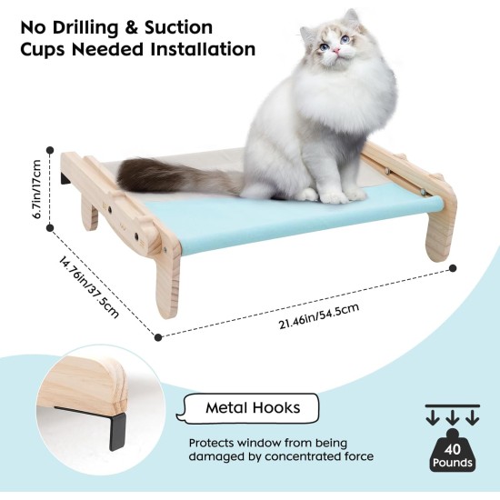 Arkyomi Cat Hammock Window Lounger, 2-in-1 Wooden Cat Hammock and Cat Bed, Cat Balcony for Windows, Cat Lounger, Windowsill, Cat, Window Seats for Large Multiple Cats Arkyomi Cat Hammock Window Lounger, 2-in-1 Wooden Cat Hammock and Cat Bed, Cat Balcony for Windows, Cat Lounger, Windowsill, Cat, Window Seats for Large Multiple Cats