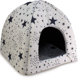 Arquivet Igloo Black Stars for Dogs and Cats with Removable Cushion 40 x 40 x 45 cm Pet Cave Dog Bed for Dogs and Cats Arquivet Igloo Black Stars for Dogs and Cats with Removable Cushion 40 x 40 x 45 cm Pet Cave Dog Bed for Dogs and Cats