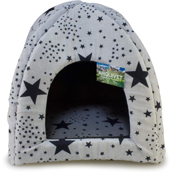 Arquivet Igloo Black Stars for Dogs and Cats with Removable Cushion 40 x 40 x 45 cm Pet Cave Dog Bed for Dogs and Cats Arquivet Igloo Black Stars for Dogs and Cats with Removable Cushion 40 x 40 x 45 cm Pet Cave Dog Bed for Dogs and Cats