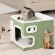 BAKAJI Foldable Cat House with Large Entrance, House for Pets, Cat Scratching Post Made of Warm and Padded Polyester, Non-Slip Base, 42 x 42 x 33 cm (Green) BAKAJI Foldable Cat House with Large Entrance, House for Pets, Cat Scratching Post Made of Warm and Padded Polyester, Non-Slip Base, 42 x 42 x 33 cm (Green)