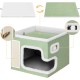 BAKAJI Foldable Cat House with Large Entrance, House for Pets, Cat Scratching Post Made of Warm and Padded Polyester, Non-Slip Base, 42 x 42 x 33 cm (Green) BAKAJI Foldable Cat House with Large Entrance, House for Pets, Cat Scratching Post Made of Warm and Padded Polyester, Non-Slip Base, 42 x 42 x 33 cm (Green)