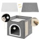 BAKAJI Foldable Cat House with Large Entrance, House for Pets, Cat Scratching Post Made of Warm and Padded Polyester, Non-Slip Base, 42 x 42 x 33 cm (Green) BAKAJI Foldable Cat House with Large Entrance, House for Pets, Cat Scratching Post Made of Warm and Padded Polyester, Non-Slip Base, 42 x 42 x 33 cm (Green)