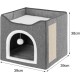 BAKAJI Foldable Cat House with Large Entrance, House for Pets, Cat Scratching Post Made of Warm and Padded Polyester, Non-Slip Base, 42 x 42 x 33 cm (Green) BAKAJI Foldable Cat House with Large Entrance, House for Pets, Cat Scratching Post Made of Warm and Padded Polyester, Non-Slip Base, 42 x 42 x 33 cm (Green)