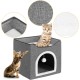 BAKAJI Foldable Cat House with Large Entrance, House for Pets, Cat Scratching Post Made of Warm and Padded Polyester, Non-Slip Base, 42 x 42 x 33 cm (Green) BAKAJI Foldable Cat House with Large Entrance, House for Pets, Cat Scratching Post Made of Warm and Padded Polyester, Non-Slip Base, 42 x 42 x 33 cm (Green)