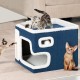 BAKAJI Foldable Cat House with Large Entrance, House for Pets, Cat Scratching Post Made of Warm and Padded Polyester, Non-Slip Base, 42 x 42 x 33 cm (Green) BAKAJI Foldable Cat House with Large Entrance, House for Pets, Cat Scratching Post Made of Warm and Padded Polyester, Non-Slip Base, 42 x 42 x 33 cm (Green)