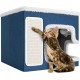 BAKAJI Foldable Cat House with Large Entrance, House for Pets, Cat Scratching Post Made of Warm and Padded Polyester, Non-Slip Base, 42 x 42 x 33 cm (Green) BAKAJI Foldable Cat House with Large Entrance, House for Pets, Cat Scratching Post Made of Warm and Padded Polyester, Non-Slip Base, 42 x 42 x 33 cm (Green)