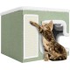 BAKAJI Foldable Cat House with Large Entrance, House for Pets, Cat Scratching Post Made of Warm and Padded Polyester, Non-Slip Base, 42 x 42 x 33 cm (Green) BAKAJI Foldable Cat House with Large Entrance, House for Pets, Cat Scratching Post Made of Warm and Padded Polyester, Non-Slip Base, 42 x 42 x 33 cm (Green)