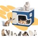 BAKAJI Foldable Cat House with Large Entrance, House for Pets, Cat Scratching Post Made of Warm and Padded Polyester, Non-Slip Base, 42 x 42 x 33 cm (Green) BAKAJI Foldable Cat House with Large Entrance, House for Pets, Cat Scratching Post Made of Warm and Padded Polyester, Non-Slip Base, 42 x 42 x 33 cm (Green)