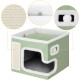 BAKAJI Foldable Cat House with Large Entrance, House for Pets, Cat Scratching Post Made of Warm and Padded Polyester, Non-Slip Base, 42 x 42 x 33 cm (Green) BAKAJI Foldable Cat House with Large Entrance, House for Pets, Cat Scratching Post Made of Warm and Padded Polyester, Non-Slip Base, 42 x 42 x 33 cm (Green)
