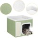 BAKAJI Foldable Cat House with Large Entrance, House for Pets, Cat Scratching Post Made of Warm and Padded Polyester, Non-Slip Base, 42 x 42 x 33 cm (Green) BAKAJI Foldable Cat House with Large Entrance, House for Pets, Cat Scratching Post Made of Warm and Padded Polyester, Non-Slip Base, 42 x 42 x 33 cm (Green)