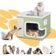 BAKAJI Foldable Cat House with Large Entrance, House for Pets, Cat Scratching Post Made of Warm and Padded Polyester, Non-Slip Base, 42 x 42 x 33 cm (Green) BAKAJI Foldable Cat House with Large Entrance, House for Pets, Cat Scratching Post Made of Warm and Padded Polyester, Non-Slip Base, 42 x 42 x 33 cm (Green)