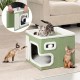 BAKAJI Foldable Cat House with Large Entrance, House for Pets, Cat Scratching Post Made of Warm and Padded Polyester, Non-Slip Base, 42 x 42 x 33 cm (Green) BAKAJI Foldable Cat House with Large Entrance, House for Pets, Cat Scratching Post Made of Warm and Padded Polyester, Non-Slip Base, 42 x 42 x 33 cm (Green)