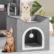 BAKAJI Foldable Cat House with Large Entrance, House for Pets, Cat Scratching Post Made of Warm and Padded Polyester, Non-Slip Base, 42 x 42 x 33 cm (Green) BAKAJI Foldable Cat House with Large Entrance, House for Pets, Cat Scratching Post Made of Warm and Padded Polyester, Non-Slip Base, 42 x 42 x 33 cm (Green)