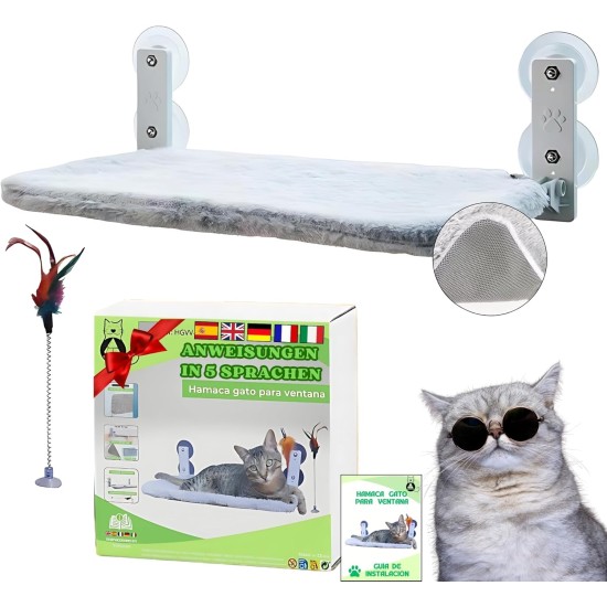 BECISPER - Cat Hammock for Window, Cat Hammock for Wall, Cat Bed for Window, Cat Hammock with Suction Cup, Cat Hammock Without Cable, with Toy Included BECISPER - Cat Hammock for Window, Cat Hammock for Wall, Cat Bed for Window, Cat Hammock with Suction Cup, Cat Hammock Without Cable, with Toy Included
