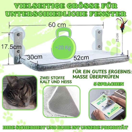 BECISPER - Cat Hammock for Window, Cat Hammock for Wall, Cat Bed for Window, Cat Hammock with Suction Cup, Cat Hammock Without Cable, with Toy Included BECISPER - Cat Hammock for Window, Cat Hammock for Wall, Cat Bed for Window, Cat Hammock with Suction Cup, Cat Hammock Without Cable, with Toy Included