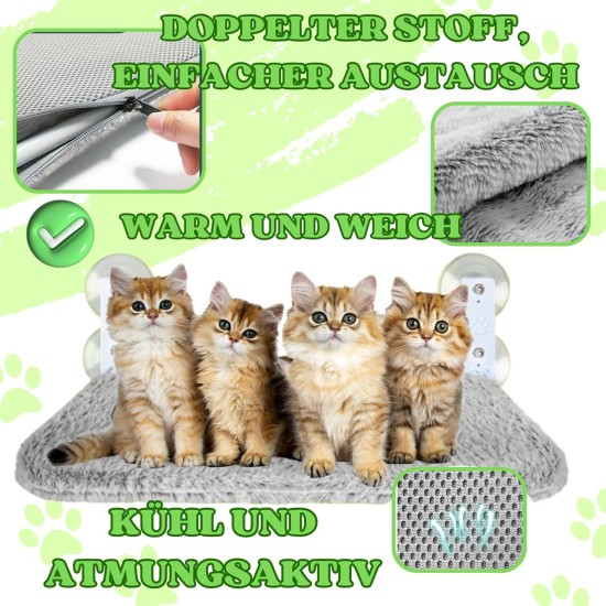 BECISPER - Cat Hammock for Window, Cat Hammock for Wall, Cat Bed for Window, Cat Hammock with Suction Cup, Cat Hammock Without Cable, with Toy Included BECISPER - Cat Hammock for Window, Cat Hammock for Wall, Cat Bed for Window, Cat Hammock with Suction Cup, Cat Hammock Without Cable, with Toy Included