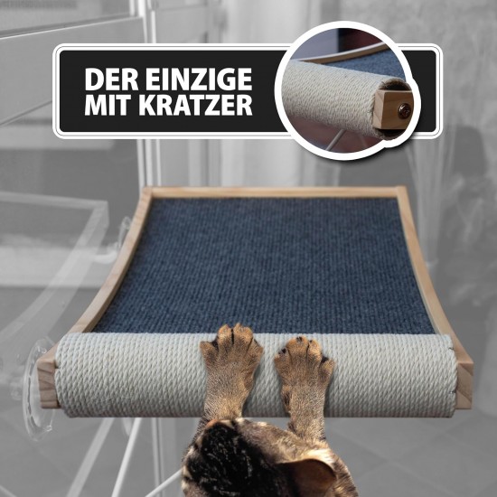 BECKSPON Cat Hammock with Integrated Scratching Post, Foldable Cat Hammock, Cat Bed, Hanging Cat Hammock, Window Cat Bed, Cat Scratching Post, Supports up to 20 kg, Colour: Grey BECKSPON Cat Hammock with Integrated Scratching Post, Foldable Cat Hammock, Cat Bed, Hanging Cat Hammock, Window Cat Bed, Cat Scratching Post, Supports up to 20 kg, Colour: Grey