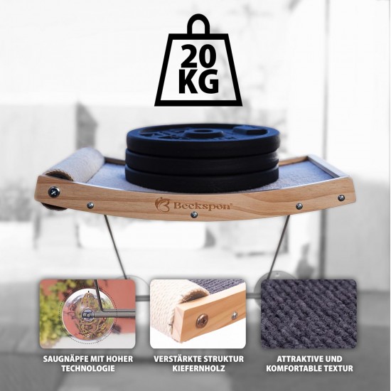 BECKSPON Cat Hammock with Integrated Scratching Post, Foldable Cat Hammock, Cat Bed, Hanging Cat Hammock, Window Cat Bed, Cat Scratching Post, Supports up to 20 kg, Colour: Grey BECKSPON Cat Hammock with Integrated Scratching Post, Foldable Cat Hammock, Cat Bed, Hanging Cat Hammock, Window Cat Bed, Cat Scratching Post, Supports up to 20 kg, Colour: Grey