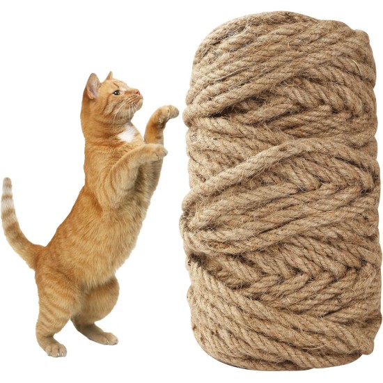 BUCOMTU Sisal Rope for Scratching Post, 6 mm x 50 m, Special Replacement Rope, DIY Craft Material, Home Garden Decoration, Hemp Rope BUCOMTU Sisal Rope for Scratching Post, 6 mm x 50 m, Special Replacement Rope, DIY Craft Material, Home Garden Decoration, Hemp Rope