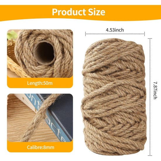 BUCOMTU Sisal Rope for Scratching Post, 6 mm x 50 m, Special Replacement Rope, DIY Craft Material, Home Garden Decoration, Hemp Rope BUCOMTU Sisal Rope for Scratching Post, 6 mm x 50 m, Special Replacement Rope, DIY Craft Material, Home Garden Decoration, Hemp Rope