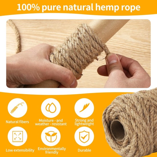 BUCOMTU Sisal Rope for Scratching Post, 6 mm x 50 m, Special Replacement Rope, DIY Craft Material, Home Garden Decoration, Hemp Rope BUCOMTU Sisal Rope for Scratching Post, 6 mm x 50 m, Special Replacement Rope, DIY Craft Material, Home Garden Decoration, Hemp Rope