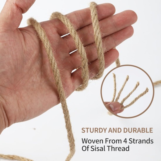 BUCOMTU Sisal Rope for Scratching Post, 6 mm x 50 m, Special Replacement Rope, DIY Craft Material, Home Garden Decoration, Hemp Rope BUCOMTU Sisal Rope for Scratching Post, 6 mm x 50 m, Special Replacement Rope, DIY Craft Material, Home Garden Decoration, Hemp Rope