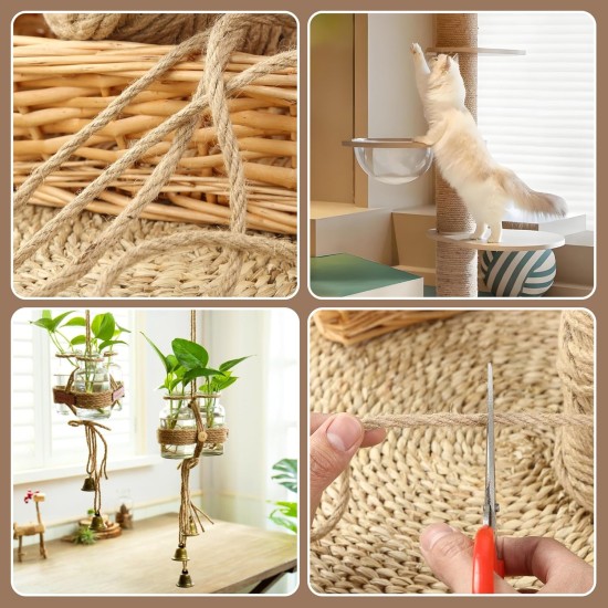 BUCOMTU Sisal Rope for Scratching Post, 6 mm x 50 m, Special Replacement Rope, DIY Craft Material, Home Garden Decoration, Hemp Rope BUCOMTU Sisal Rope for Scratching Post, 6 mm x 50 m, Special Replacement Rope, DIY Craft Material, Home Garden Decoration, Hemp Rope