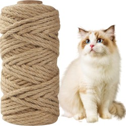 BUCOMTU Sisal Rope for Scratching Post, 6 mm x 50 m, Special Replacement Rope, DIY Craft Material, Home Garden Decoration, Hemp Rope BUCOMTU Sisal Rope for Scratching Post, 6 mm x 50 m, Special Replacement Rope, DIY Craft Material, Home Garden Decoration, Hemp Rope