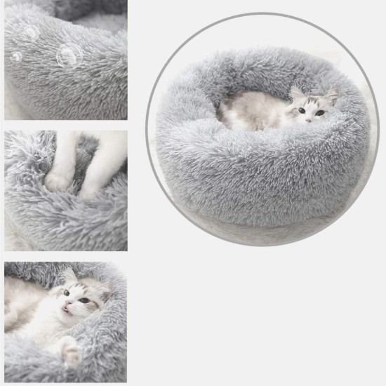 Bed for Cats, Dog Cushion, Fluffy Cat Bed Set with Blanket, Round Cat Bed, Plush Dog Bed, 2 Pieces, Soft Warm Pet Bed + Pet Blanket for Cats and Small Dogs, Light Grey, 50 cm Bed for Cats, Dog Cushion, Fluffy Cat Bed Set with Blanket, Round Cat Bed, Plush Dog Bed, 2 Pieces, Soft Warm Pet Bed + Pet Blanket for Cats and Small Dogs, Light Grey, 50 cm