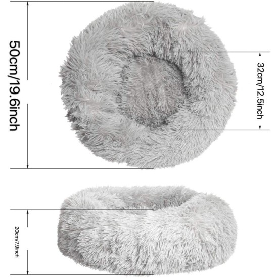 Bed for Cats, Dog Cushion, Fluffy Cat Bed Set with Blanket, Round Cat Bed, Plush Dog Bed, 2 Pieces, Soft Warm Pet Bed + Pet Blanket for Cats and Small Dogs, Light Grey, 50 cm Bed for Cats, Dog Cushion, Fluffy Cat Bed Set with Blanket, Round Cat Bed, Plush Dog Bed, 2 Pieces, Soft Warm Pet Bed + Pet Blanket for Cats and Small Dogs, Light Grey, 50 cm