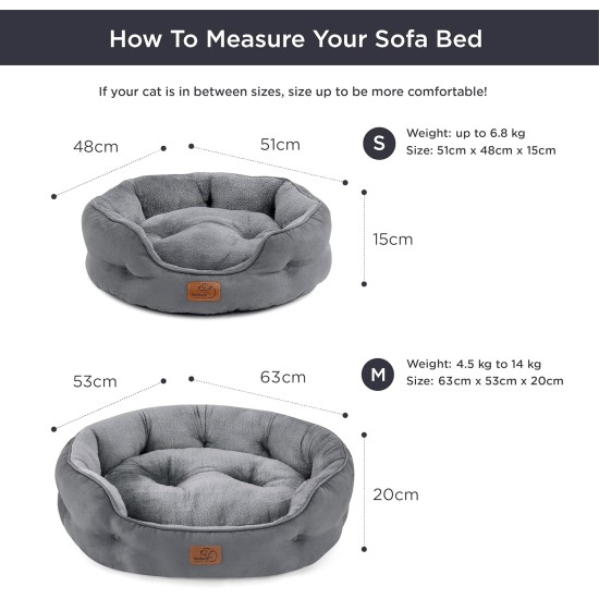 Bedsure Washable Cat Bed - 51 x 48 x 15 cm, Cat Bed Grey with Double-Sided Inner Cushion, Cat Sleeping Seat for Cats or Small Dogs Bedsure Washable Cat Bed - 51 x 48 x 15 cm, Cat Bed Grey with Double-Sided Inner Cushion, Cat Sleeping Seat for Cats or Small Dogs