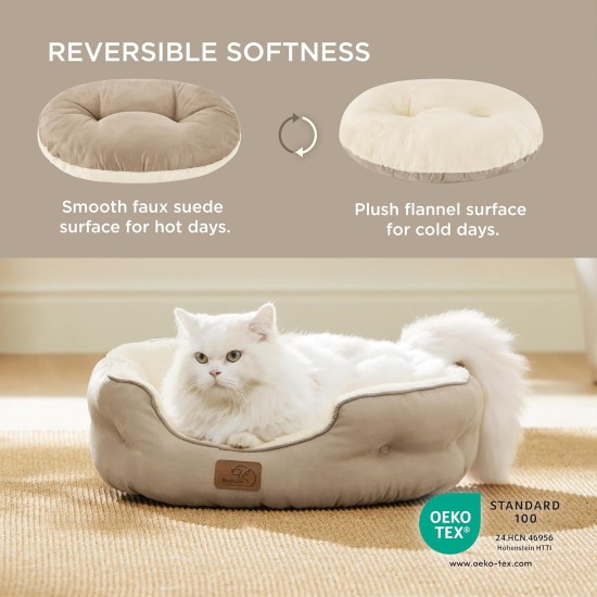 Bedsure Washable Cat Bed - 51 x 48 x 15 cm, Cat Bed Grey with Double-Sided Inner Cushion, Cat Sleeping Seat for Cats or Small Dogs Bedsure Washable Cat Bed - 51 x 48 x 15 cm, Cat Bed Grey with Double-Sided Inner Cushion, Cat Sleeping Seat for Cats or Small Dogs