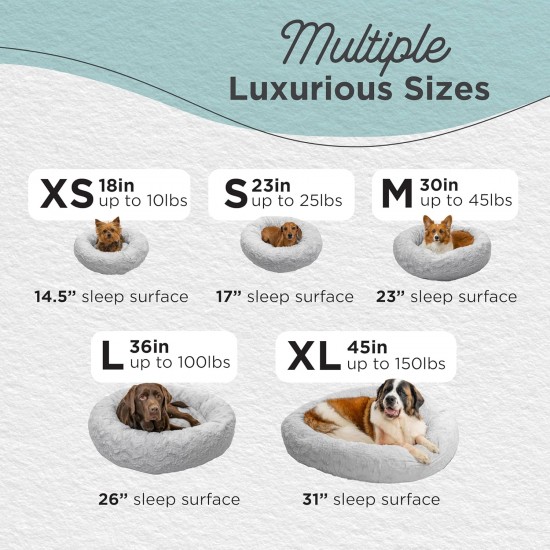 Best Friends by Sheri Original Calming Doughnut Luxury Faux Fur Oyster Dog Cat Bed Small (58x58cm) - Helps Pet Anxiety Relief Best Friends by Sheri Original Calming Doughnut Luxury Faux Fur Oyster Dog Cat Bed Small (58x58cm) - Helps Pet Anxiety Relief