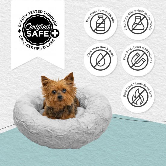 Best Friends by Sheri Original Calming Doughnut Luxury Faux Fur Oyster Dog Cat Bed Small (58x58cm) - Helps Pet Anxiety Relief Best Friends by Sheri Original Calming Doughnut Luxury Faux Fur Oyster Dog Cat Bed Small (58x58cm) - Helps Pet Anxiety Relief