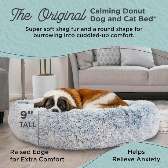 Best Friends by Sheri Original Calming Doughnut Luxury Faux Fur Oyster Dog Cat Bed Small (58x58cm) - Helps Pet Anxiety Relief Best Friends by Sheri Original Calming Doughnut Luxury Faux Fur Oyster Dog Cat Bed Small (58x58cm) - Helps Pet Anxiety Relief