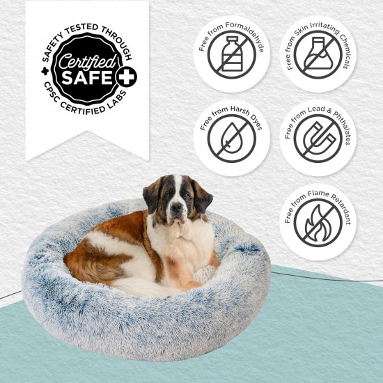 Best Friends by Sheri Original Calming Doughnut Luxury Faux Fur Oyster Dog Cat Bed Small (58x58cm) - Helps Pet Anxiety Relief Best Friends by Sheri Original Calming Doughnut Luxury Faux Fur Oyster Dog Cat Bed Small (58x58cm) - Helps Pet Anxiety Relief