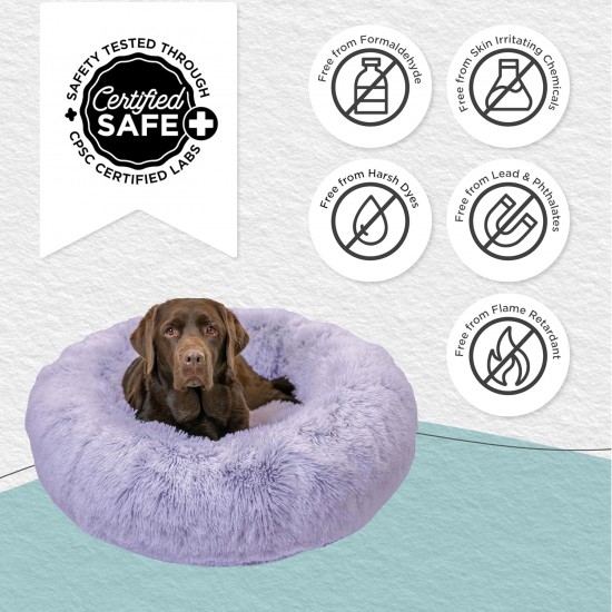 Best Friends by Sheri Original Calming Doughnut Luxury Faux Fur Oyster Dog Cat Bed Small (58x58cm) - Helps Pet Anxiety Relief Best Friends by Sheri Original Calming Doughnut Luxury Faux Fur Oyster Dog Cat Bed Small (58x58cm) - Helps Pet Anxiety Relief