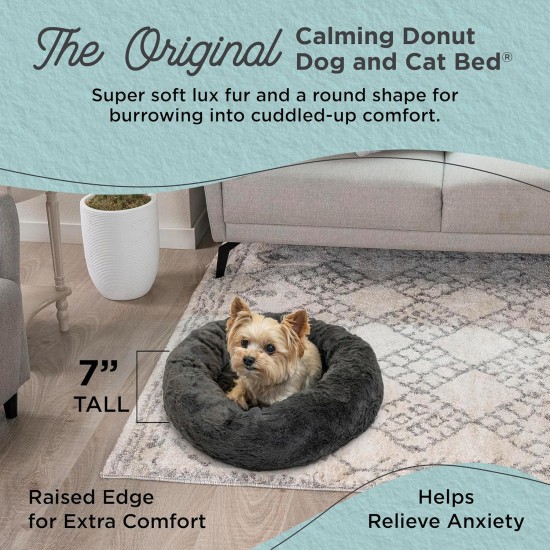 Best Friends by Sheri Original Calming Doughnut Luxury Faux Fur Oyster Dog Cat Bed Small (58x58cm) - Helps Pet Anxiety Relief Best Friends by Sheri Original Calming Doughnut Luxury Faux Fur Oyster Dog Cat Bed Small (58x58cm) - Helps Pet Anxiety Relief